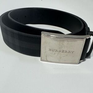 Burberry Boys Black Belt with Silver-Tone Buckle Size 32/80